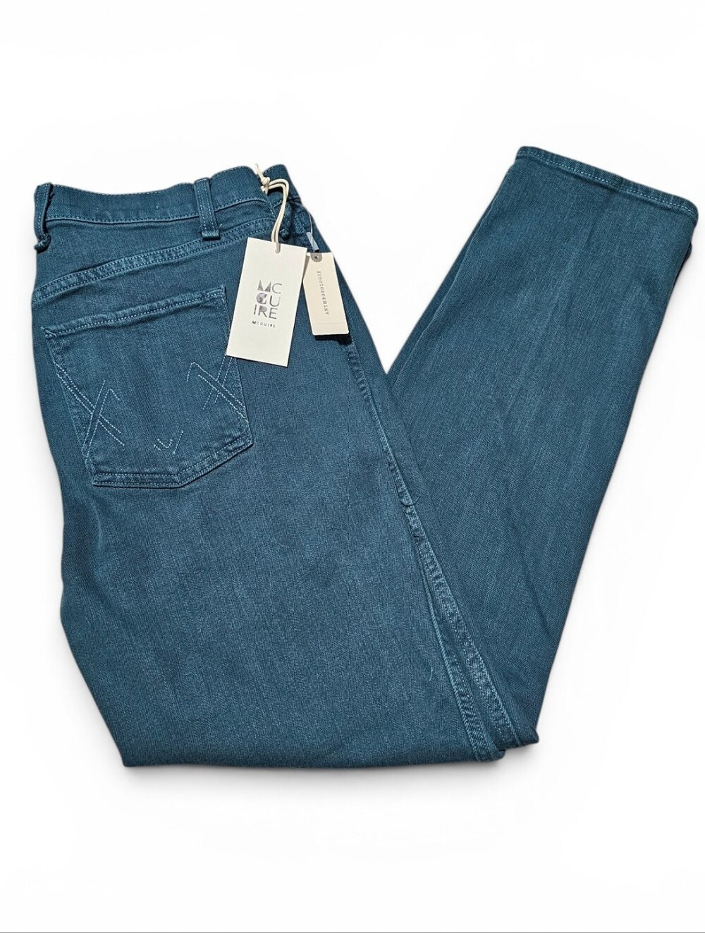 McGuire Anthropologie Vintage Slim Turquoise Jeans Size 30 NWT Rare Color